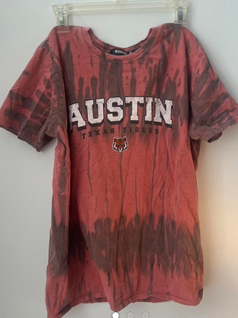 Missguided oversized Red & Black Tie-Dye Austin Graphic Tee